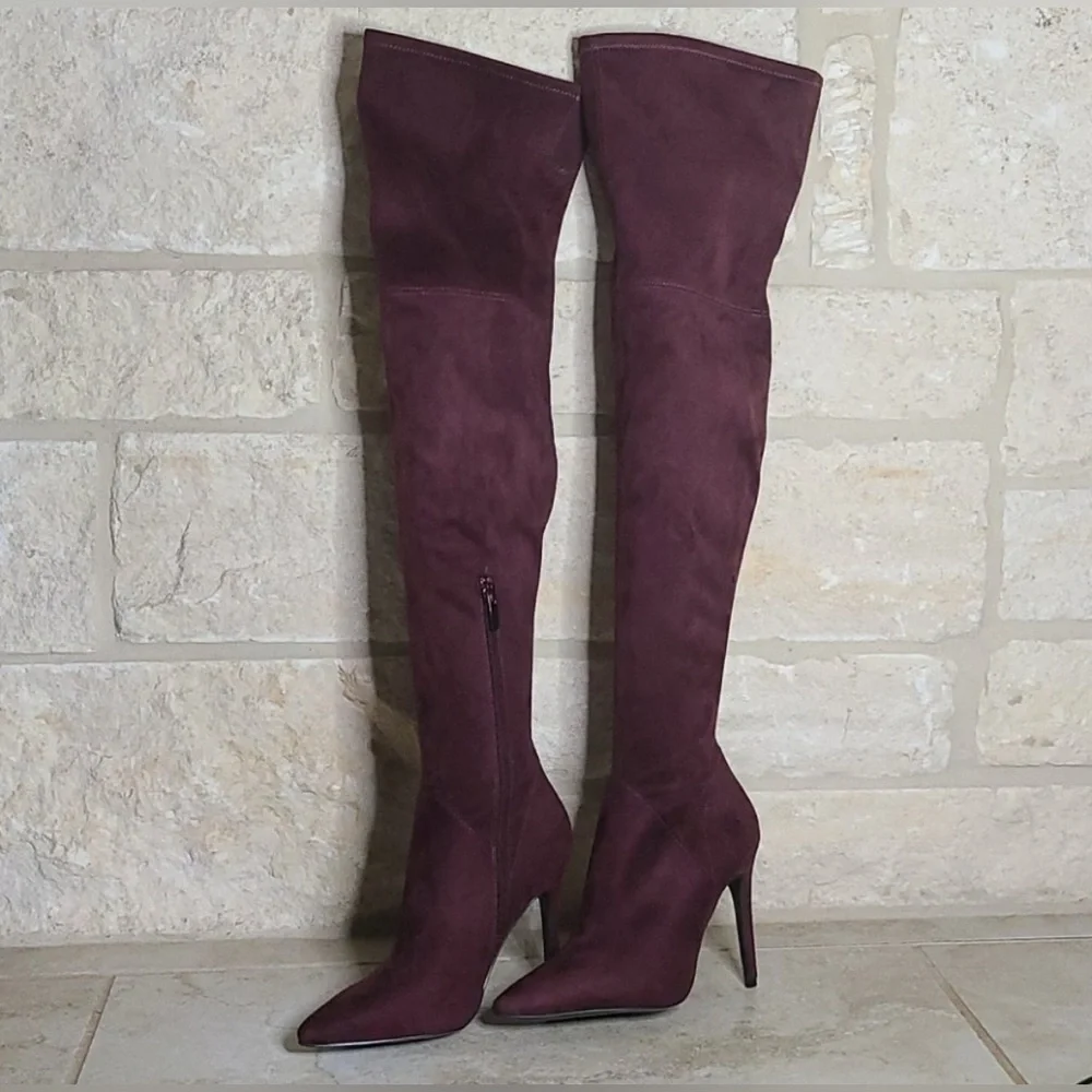 Kendall + Kylie “Kayla” Thigh-High Suede Boots – Size 9, Black or Burgundy (NWT)